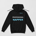 Professional Napper design on a black unisex hoodie