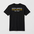 North America Road Trip Club design on a black unisex t-shirt