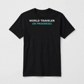 World Traveler (In Progress) design on a black unisex t-shirt