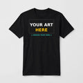Design your own custom printed black unisex t-shirt — your art here